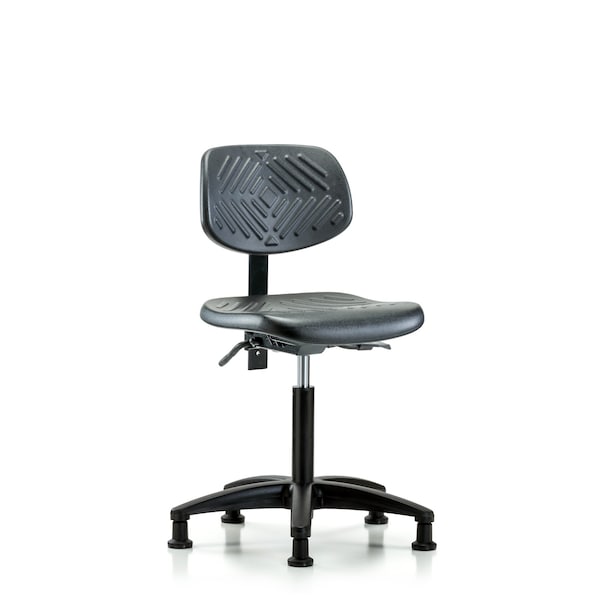 Chair, Poly, Med Bench, Glides, No Arms, 19-1/2" to 27-1/2" Height, Black; Blue