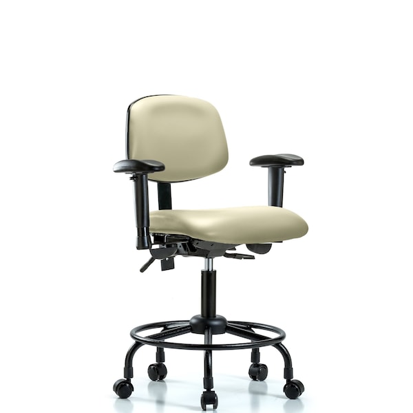 Desk Chair Desk Chair, RT AA, Casters Vinyl, Wht, Adjustable Arms, 21" to 26" Height, Vinyl