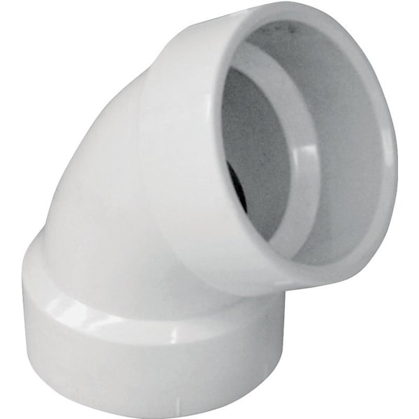 CANPLAS Pipe Elbow, 4 in, Hub, 60 deg Angle, PVC, White