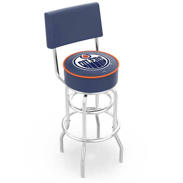 25" Chrome 2-Ring Edmonton Oilers Swivel Bar Stool, Back