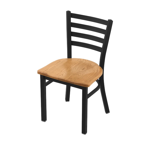 400 Jackie 18" Chair with Black Wrinkle Finish and Medium Oak Seat