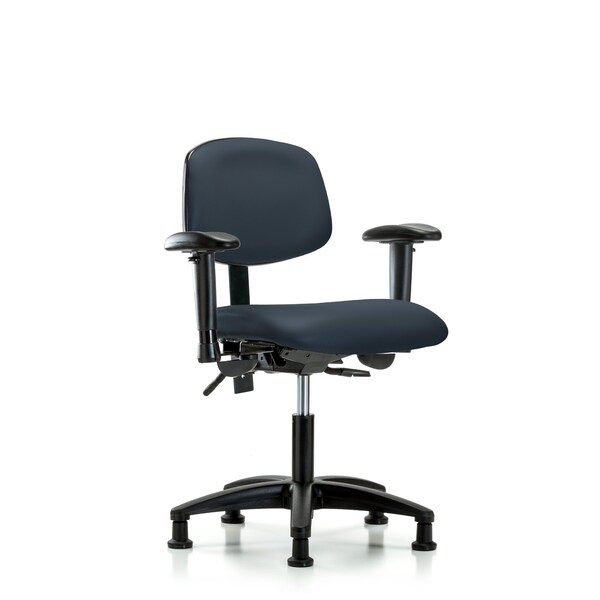 Desk Chair Desk Chair, Vinyl, AA Glides, Nav, Adjustable Arms, 18" to 23" Height, Vinyl, Imperial Blue