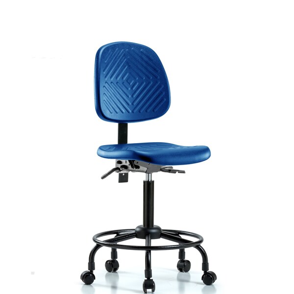 Poly Chair, Round Tube Base, Med Bench, Med Back, Tilt, Casters, Blue