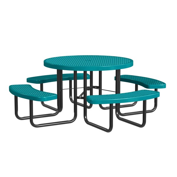 Round Potable Picnic Table, Teal, 46 in
