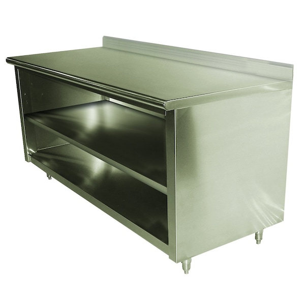 Work Table 72 in.W x 36 in.D open front cabinet base with mid-shelf