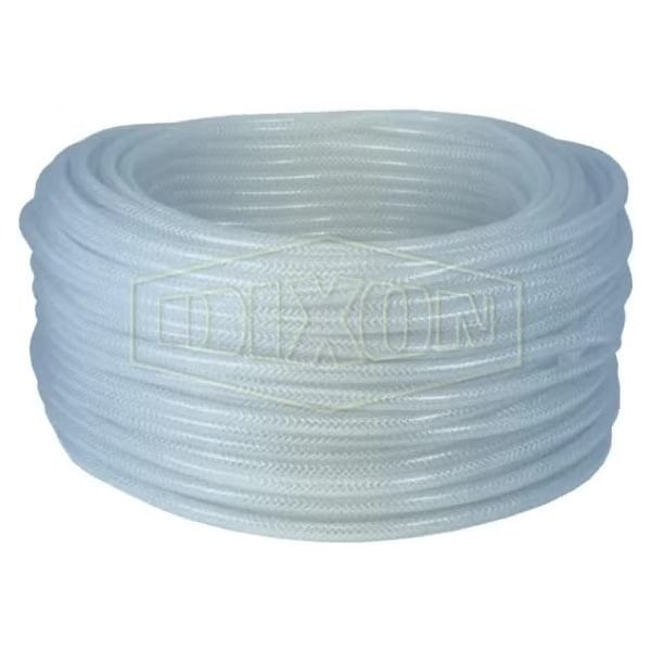 Braided Tubing, 1/2 in ID x 0.728 in OD x 300 ft L, PVC, Domestic