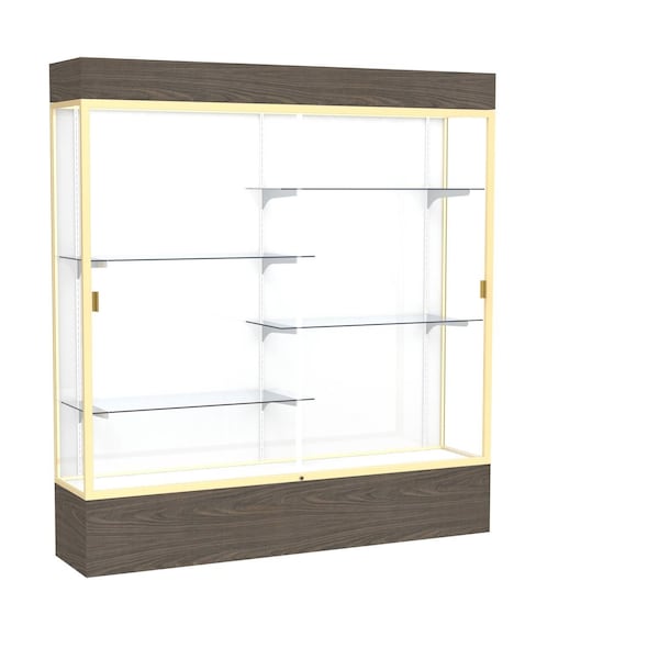 Lighted Floor Display Case 72x80x16, White, Champange