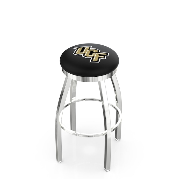 25" Chrome Central Florida Swivel Bar Stool, Accent Ring