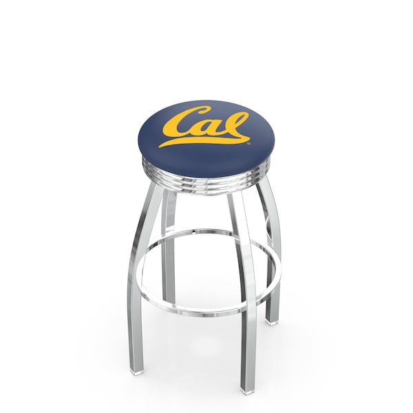 25" Chrome Cal Swivel Bar Stool, Accent Ring