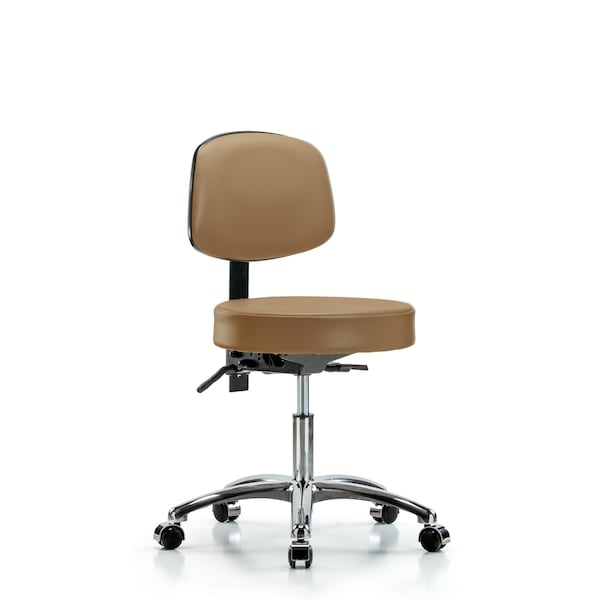 Desk Stool, Vin, Bk Chrome, Tilt, Cast, Taupe