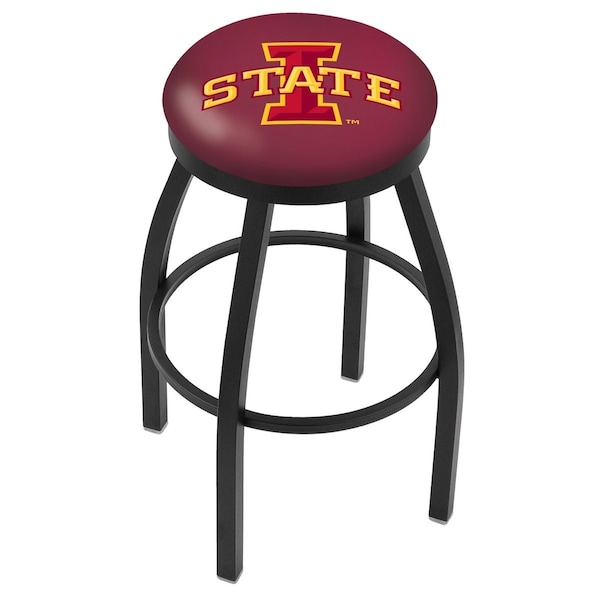 25" Blk Wrinkle Iowa State Swivel Bar Stool, Accent Ring