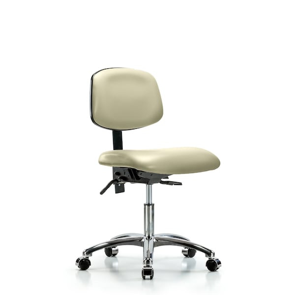 Desk Chair Desk Chair, Vinyl, Chrome Casters, Wht, No Arms, 18" to 23" Height, Vinyl, Adobe White