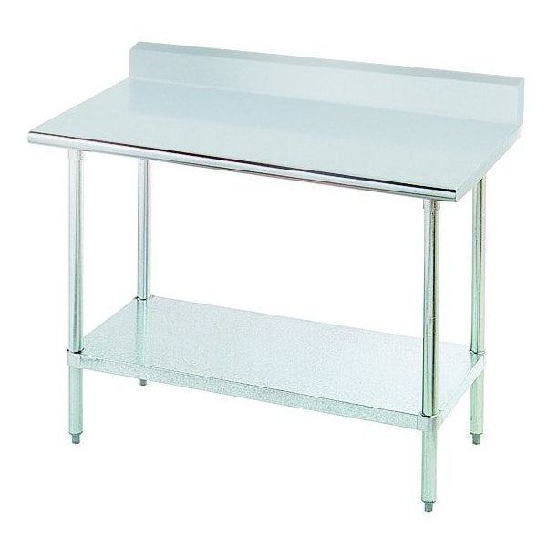 Special Value Work Table 84 in.W x 24 in.D 16 gauge 430 stainless steel top with 5 in.H backsplash