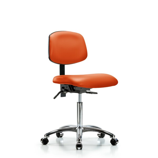Chair, Vin, Med Bench, Chr Tilt Cast, Orange, No Arms, 22" to 29" Height, Orange Kist