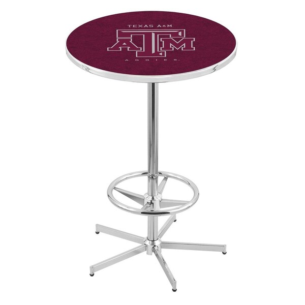 42" Chrome Texas A&M Pub Table, 36" dia. Top
