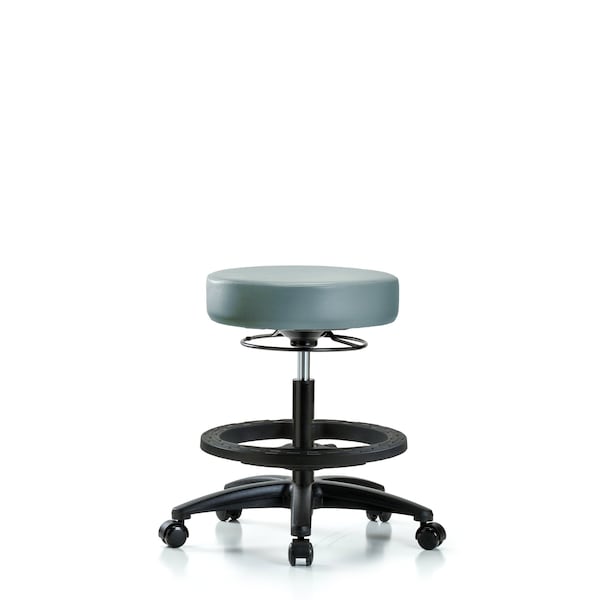 Vinyl Stool, Med Bench, Foot Ring, Casters, Storm