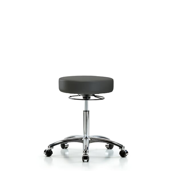 Rutledge Vin Stool without Back Chrome-Medium Bench Height with Casters in Charcoal Trailblazer Vin