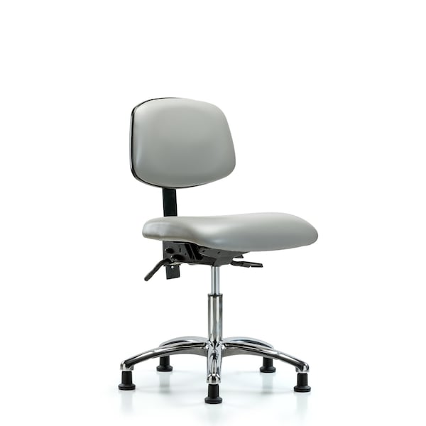 Desk Chair Desk Chair, Vinyl, Chrome Glides, Dov, No Arms, 18" to 23" Height, Vinyl, Dove