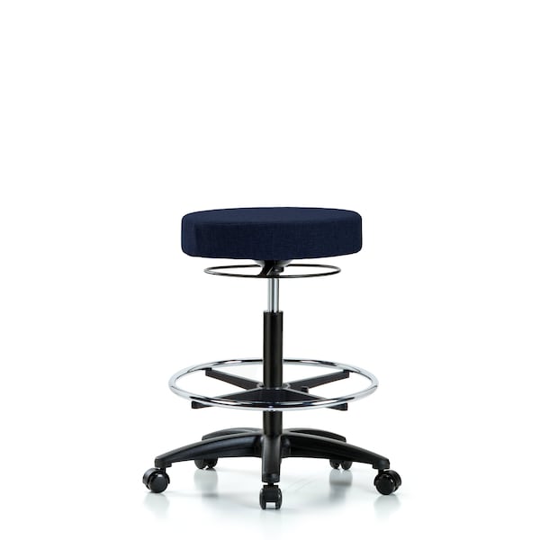 Bench Stool, Hi, Fabric, CF, Casters, Nav