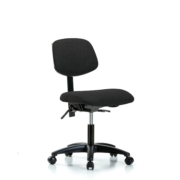Desk Chair Desk Chair, Fabric, Casters, Blk, No Arms, 19" to 24" Height, Fabric, Black