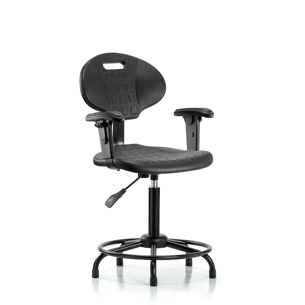 Chair, Poly, Med Bench, RT Tilt AA Glides, 6-Way Adjustable, 19-1/2" to 27-1/2" Height, Black; Blue