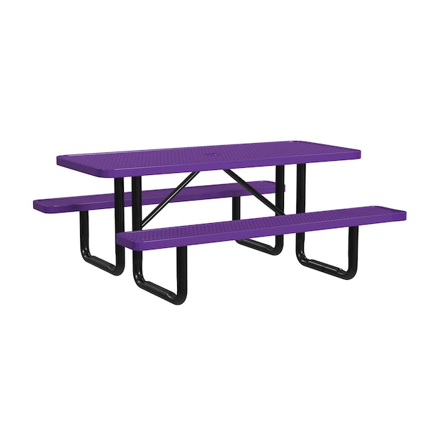 Rectangle Picnic Table, Purple, In Ground Mount, 6 ft L
