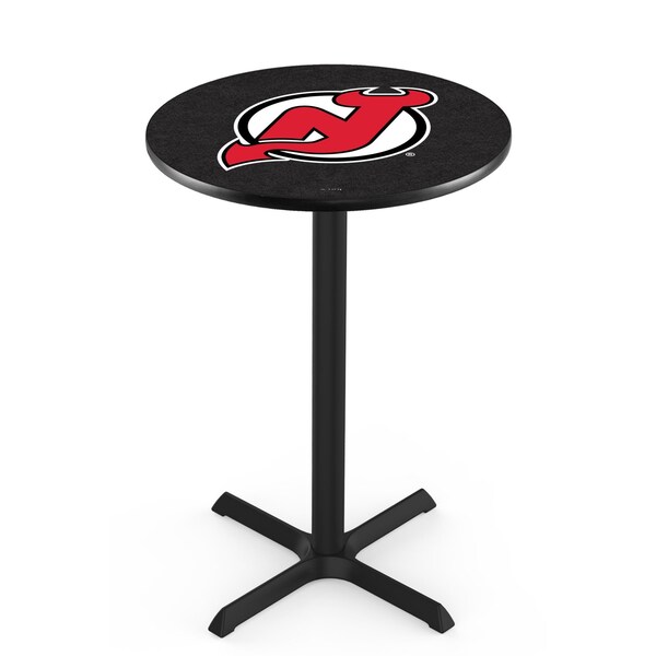 42" Blk Wrinkle New Jersey Devils Pub Table, 36" dia. Top