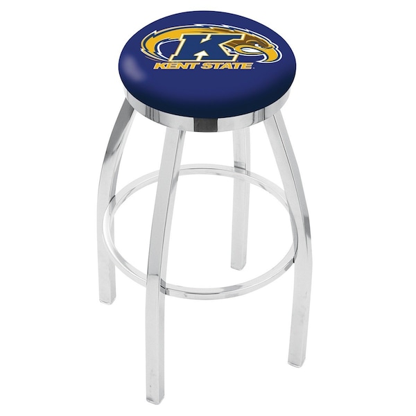 25" Chrome Kent State Swivel Bar Stool, Accent Ring