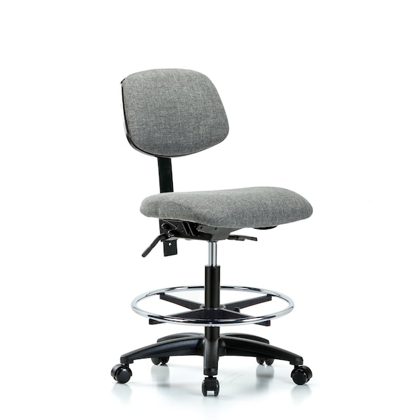 Chair, Fab, Med Bench, Tilt CF Casters, Gry, No Arms, 22" to 29" Height, Gray