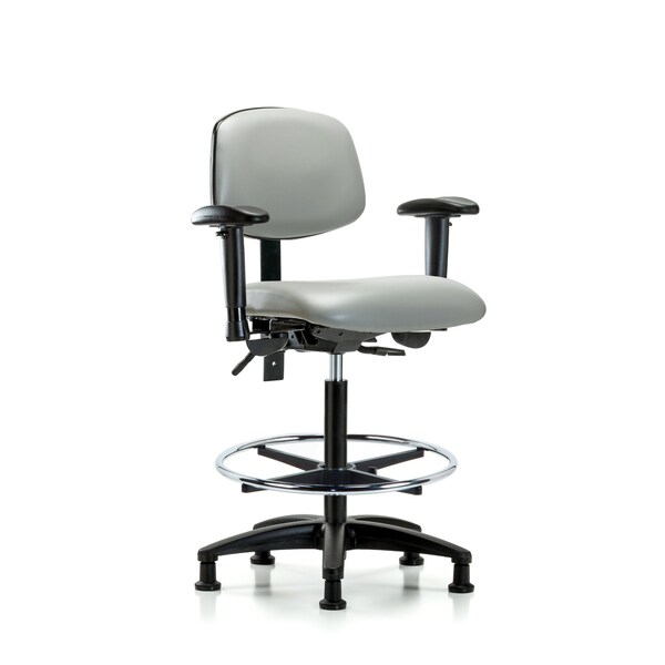 Chair, Fabric, Med Bench, AA Casters, Blu, 6-Way Adjustable, 26" to 35" Height, Dove