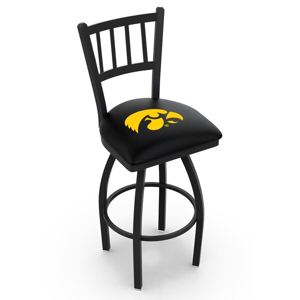 25" Blk Wrinkle Iowa Swivel Bar Stool, Jailhouse Back