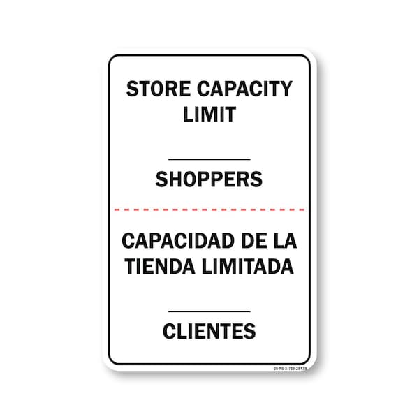 Public Safety, Store Capacity Limit Shoppers Spanish, 10in X 7in Aluminum, OS-NS-A-710-25439