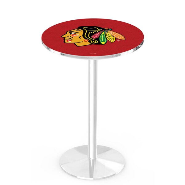 42" Chrome Chicago Blackhawks Pub Table, 36" dia. Top