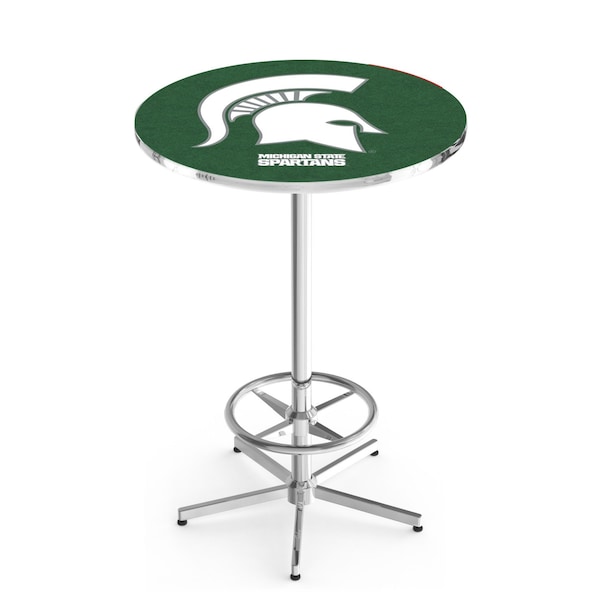 42" Chrome Michigan State Pub Table, 36" dia. Top