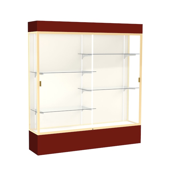 Lighted Floor Display Case 72x80x16, Plaque, Champange