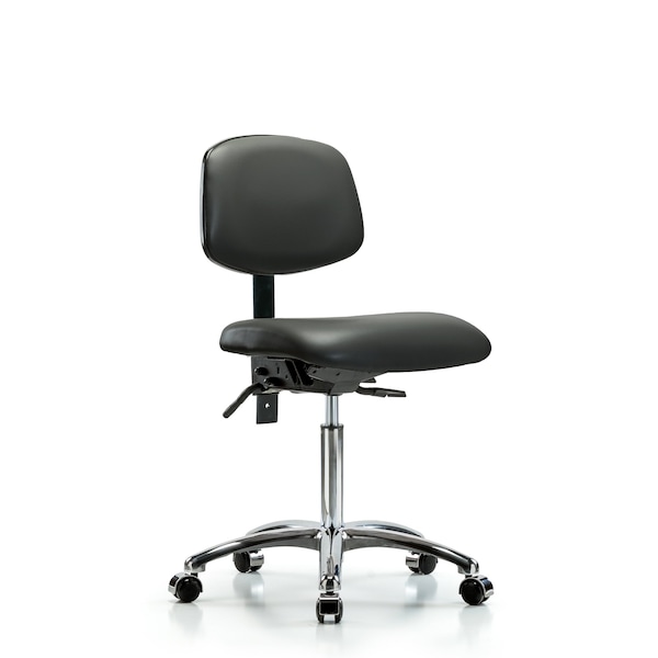 Vinyl Chair Chrome, Med Bench, Casters, Carbon