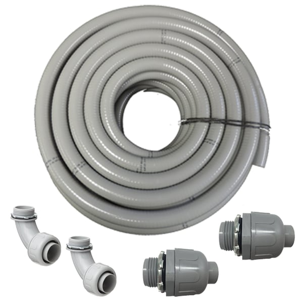 1.25"x 50Ft Non Metallic Flexible Liquid Tight Conduit with Fittings