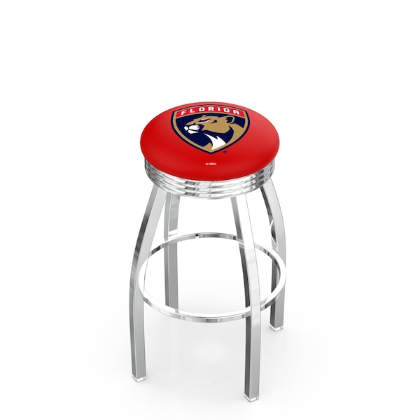 25" Chrome Florida Panthers Swivel Bar Stool, Accent Ring