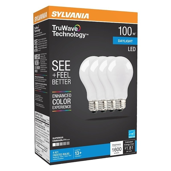 LED Bulb, General Purpose, A21 Lamp, E26 Lamp Base, Dimmable, Daylight Light, 5000 K Color Temp