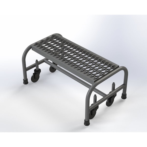 12" H Steel Industrial Rolling Ladder (Round Tube), 1 Steps, 450 lb. Load Capacity