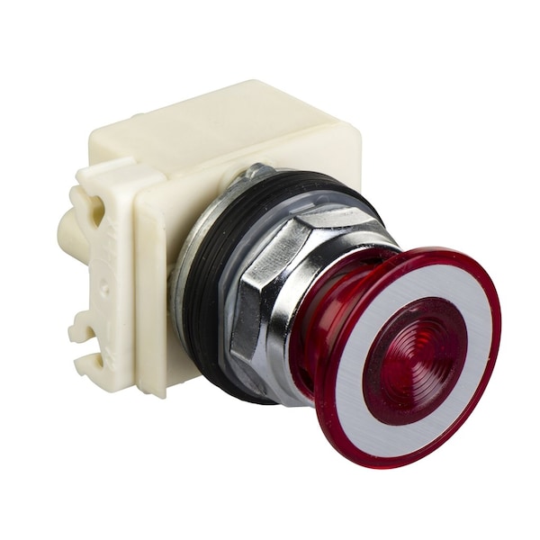 30mm push button, Type K, illuminated maintained push pull mushroom, 120VAC/VDC red LED, red mushroom, NEMA 4, 13