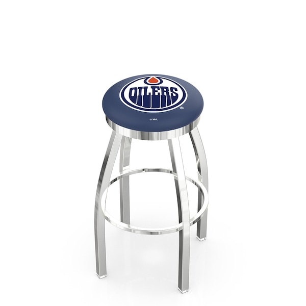 25" Chrome Edmonton Oilers Swivel Bar Stool, Accent Ring