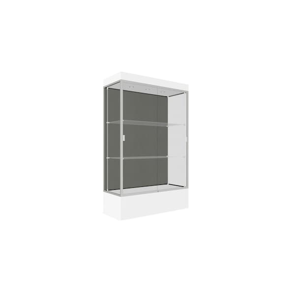 Lighted Floor Display Case 48x76x20, 12" Base, Satin