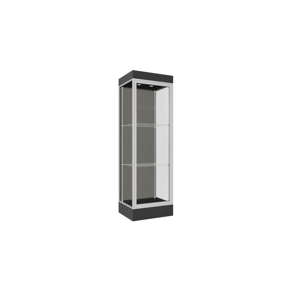 Lighted Floor Display Case 24x76x20, 6" Base, Satin