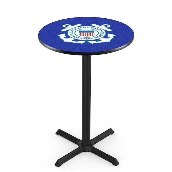 42" Blk Wrinkle U.S. Coast Guard Pub Table, 36" dia. Top