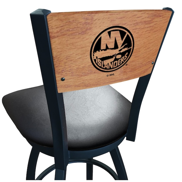 25" Blk Wrinkle New York Islanders Swivel Bar Stool, Engraved Back