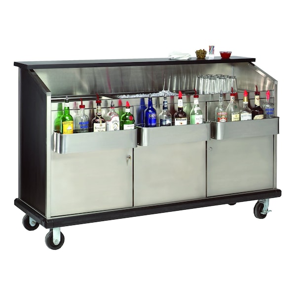 Portable Bar 62-1/4 in.W x 28-1/8 in.D x 46-5/8 in.H stainless steel workboard & ice bin