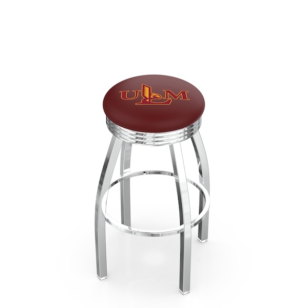 25" Chrome Louisiana-Monroe Swivel Bar Stool, Accent Ring