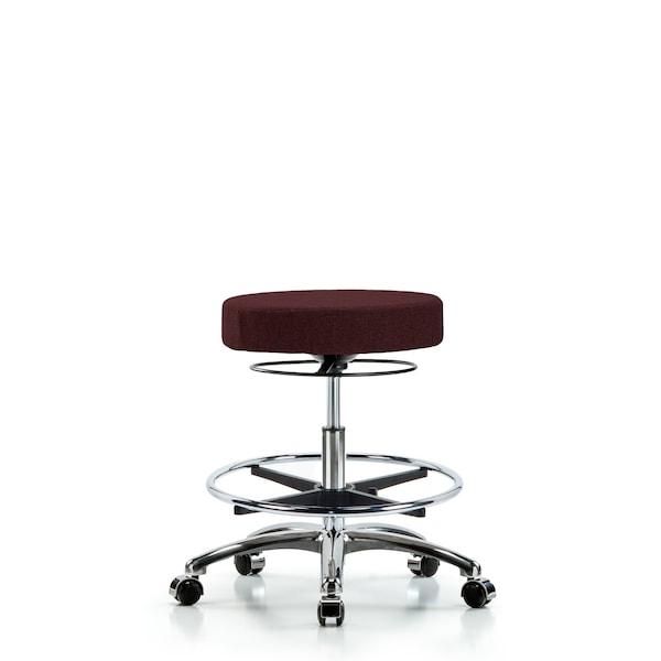 Bench Stool, Med, Fabric, Chrom, CF, Cstr, Bur