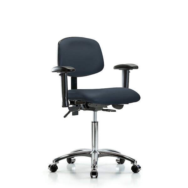 Chair, Vin, Med Bench, Chr Tilt AA Cast, Nav, 6-Way Adjustable, 22" to 29" Height, Imperial Blue